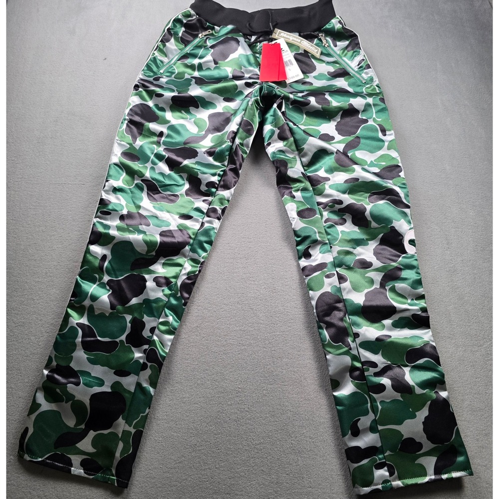 Headgear Classics Green Camo Satin Track Pants HGC062-SPAN Mens Size Small‎ NWT